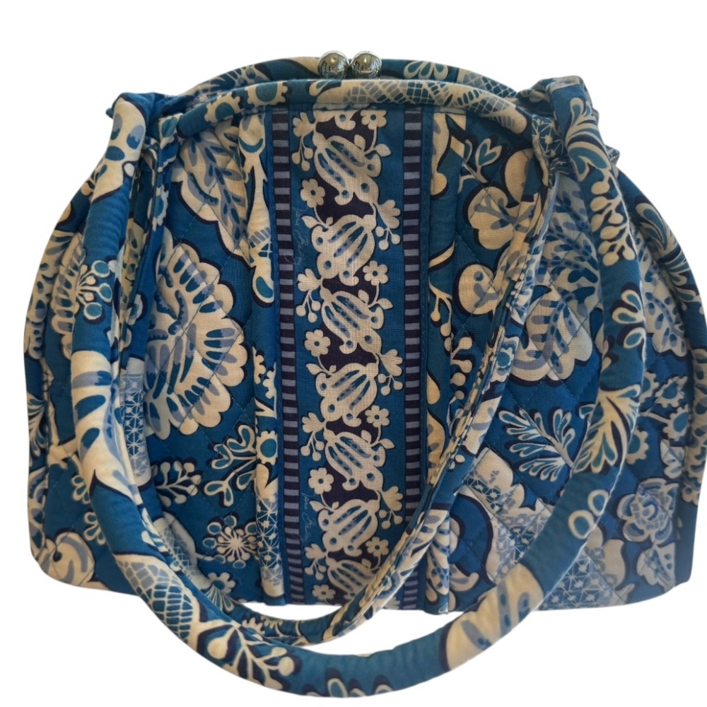 Vera Bradley Eloise Shoulder Bag Purse Blue Lagoon Kiss Lock Bag 2011 Cottage